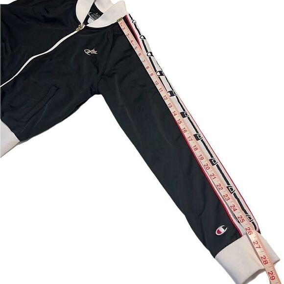 Champion Black Logo Embroidered Full Zip Crown Track Jacket Size Small - Picture 11 of 15